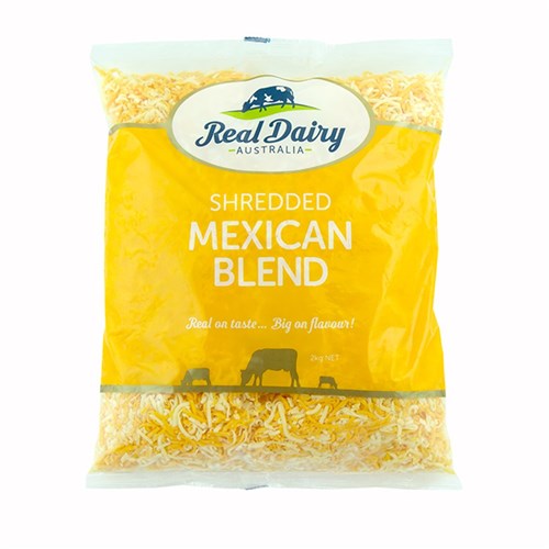 CHEESE SHRED MEXICAN BLEND 2KG(6) # P600302MEX REAL DAIRY