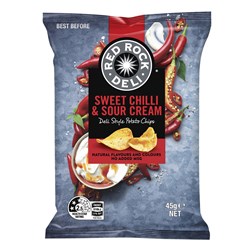 CHIPS SOUR CREAM & CHILLI (18 X 45GM) # 320003425 RED ROCK DELI