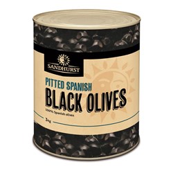 OLIVES BLACK PITTED 3KG(6) # PITTEDA10 SANDHURST