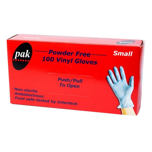 GLOVES PAK VINYL BLUE P/FREE SMALL 100S (10) # GLOVES-B-S-PF PLUSPAK