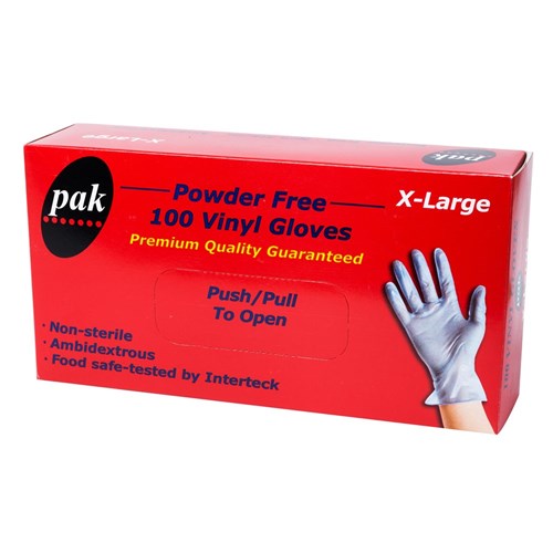 GLOVES PAK VINYL BLUE P/FREE EXTRA LARGE (10 X 100PC) # GLOVES-B-XL-PF PLUSPAK