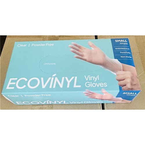 GLOVE ECO VINYL CLEAR P/FREE SMALL (10 X 100S) # GLO-ECO-S-PF PLUSPAK
