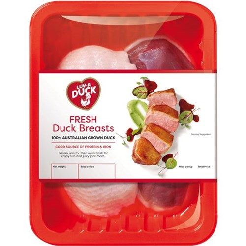 DUCK BREAST FILLETS (10X2S) R/W 180GM-220GM 4KG # 2512RZ LUVADUCK