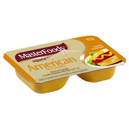 MUSTARD PC AMERICAN SQUEEZE (100 X 10GM) # 156730 MASTERFOODS