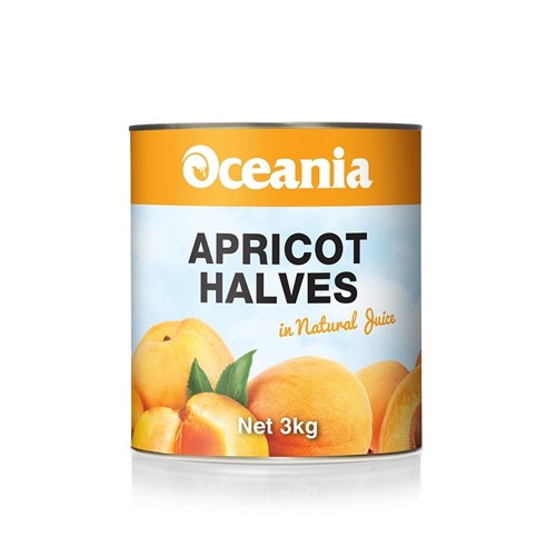 APRICOT HALVES NATURAL JUICE 3KG(3) # 303348 OCEANIA