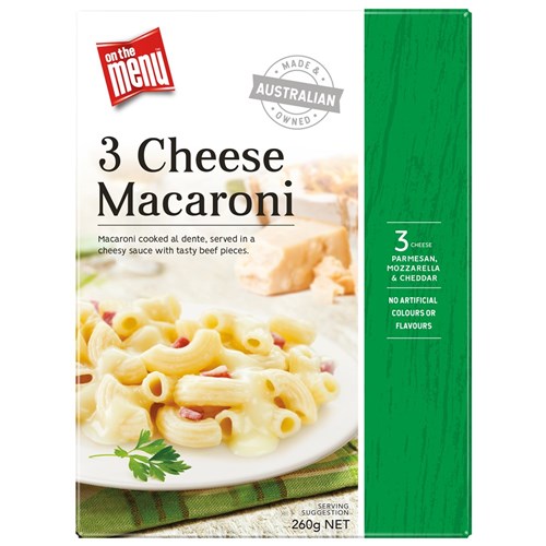PASTA THREE CHEESE MACARONI (8 X 260GM) #  ON THE MENU