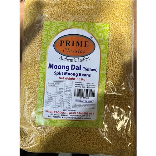 BEANS MOONG DAL YELLOW WASHED 5KG # PPMD05 PRIME CLASSICS