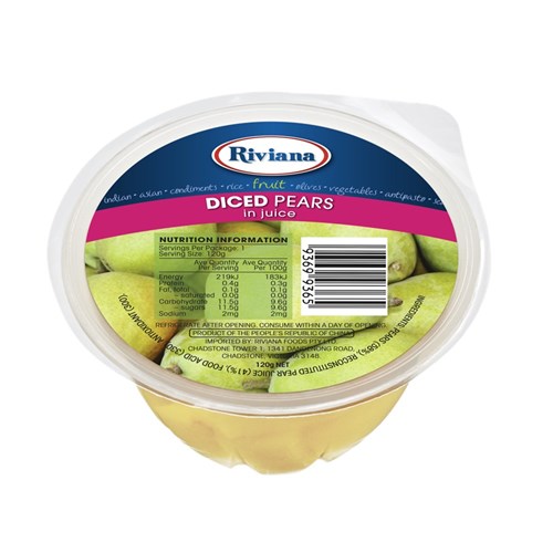 FRUIT CUPS PEARS DICED (48 X 120GM) # 2433344 RIVIANA