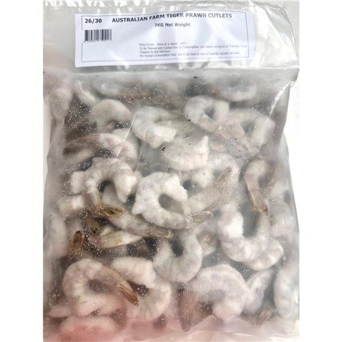 PRAWN CUTLET RAW 26/30 AUST 2KG(5) FARMED TIGER # LPCT2630 SUNSPAN