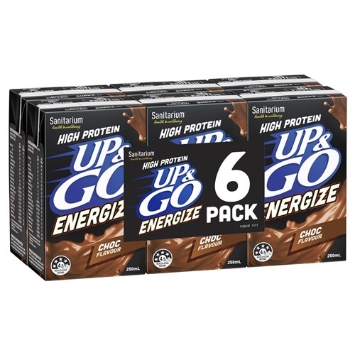 DRINK UP & GO PROTEIN ENERGIZE CHOCOLATE (4 X 6  X 250ML) # 80320 SANITARIUM